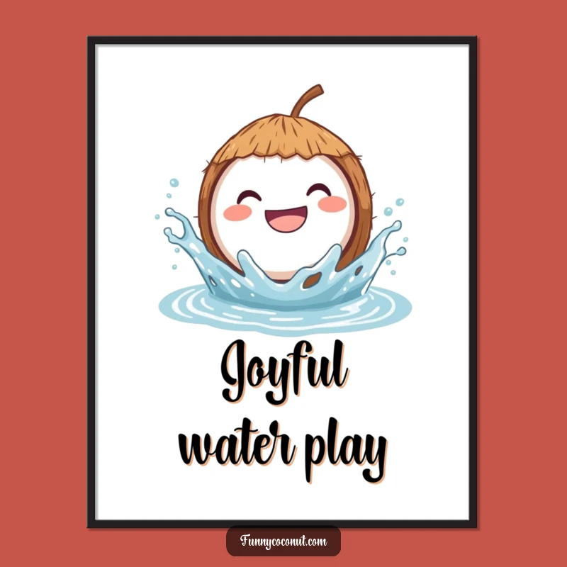 Funny Digital Art: Splashing Coconut - Instant Hilarious Water Wall Decor