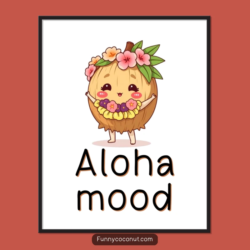 Funny Hula Coconut Digital Art - Instant Tropical Dance Download