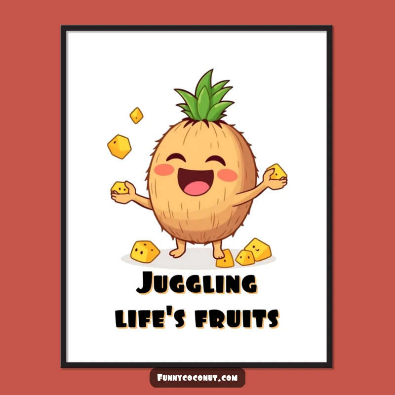 Funny Juggling Coconut Digital Art: Instant Fruitful Fun and Laughter Gift