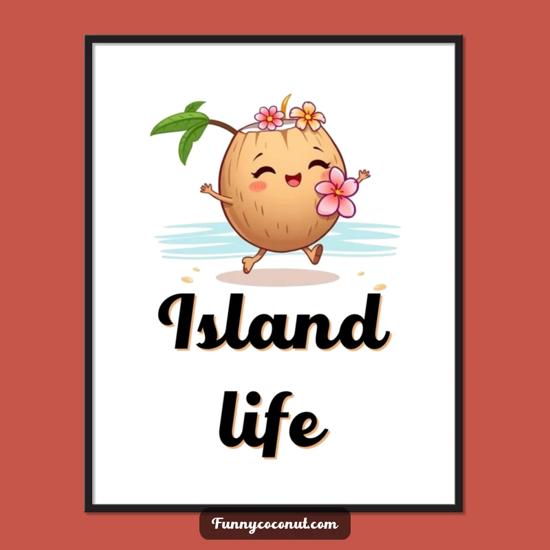Funny Winking Coconut Flower Lei Digital Art - Tropical Beach Decor Gift