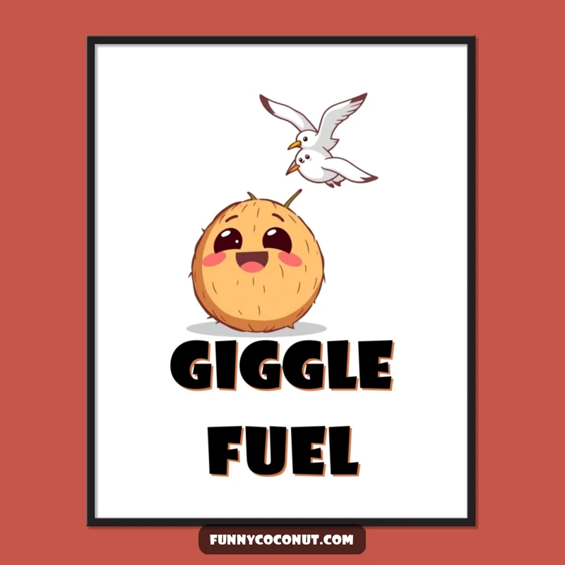 Funny Coconut Digital Art: Laughing Seagull Watcher Print for Instant Giggles