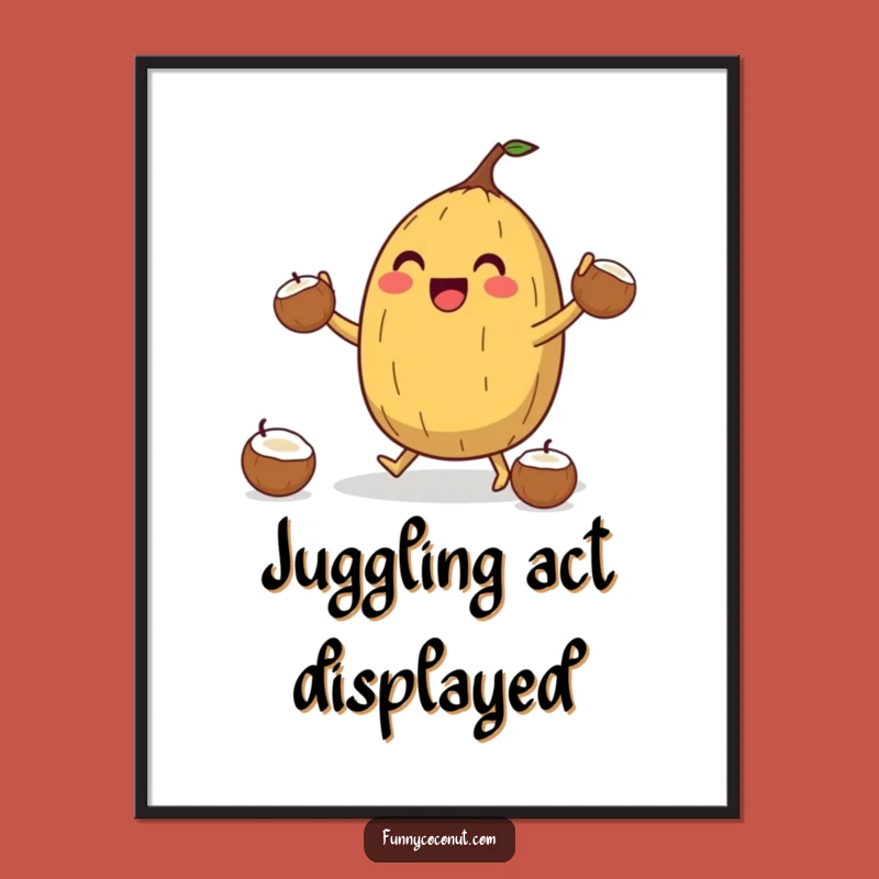 Funny Coconut Juggler Digital Art: Jubilant Character, Instant Fun, Hilarious Gift!