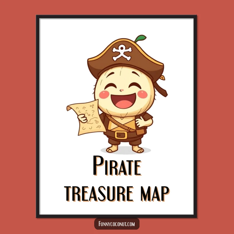 Funny Pirate Coconut Digital Art: Laughing Buccaneer, Instant Adventure, Hilarious Gift!