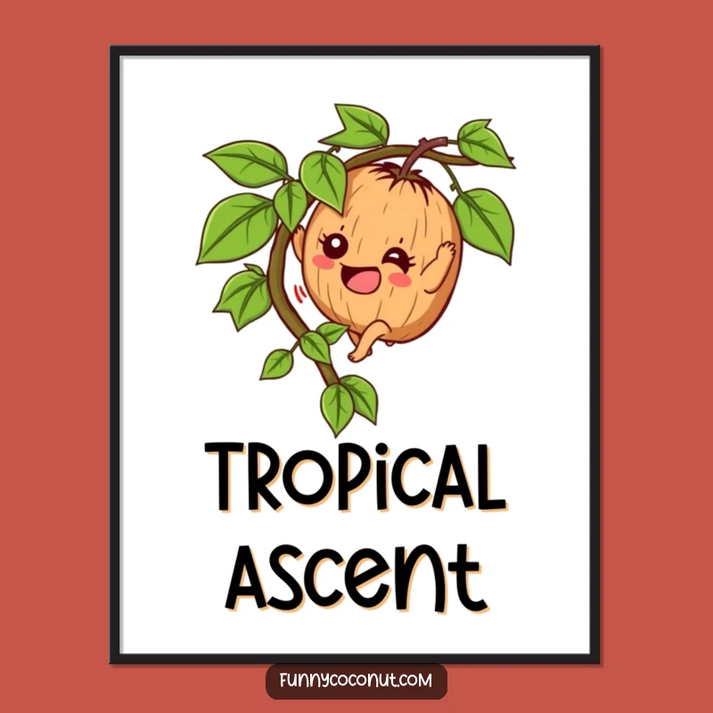 Funny Determined Coconut Digital Art - Instant Download, Climber Theme, Perfect Gift Art