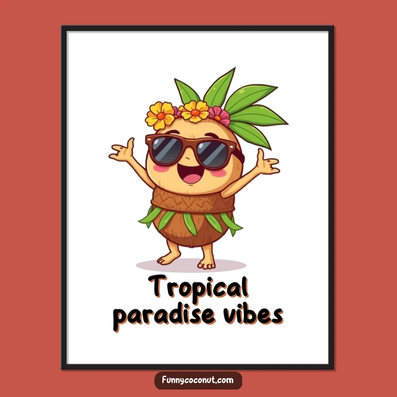 Funny Coconut Hula Dancer Digital Art: Instant Tropical Joy and Laughter Gift