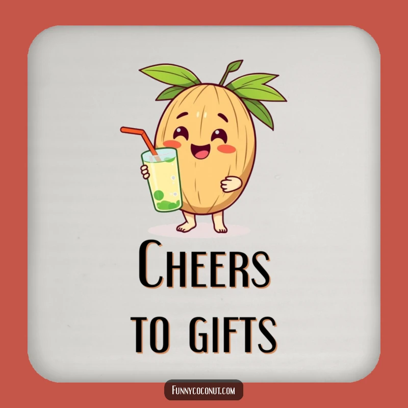 Funny Cheerful Coconut Coaster: Protect Surfaces with Refreshing Drink Style Gift