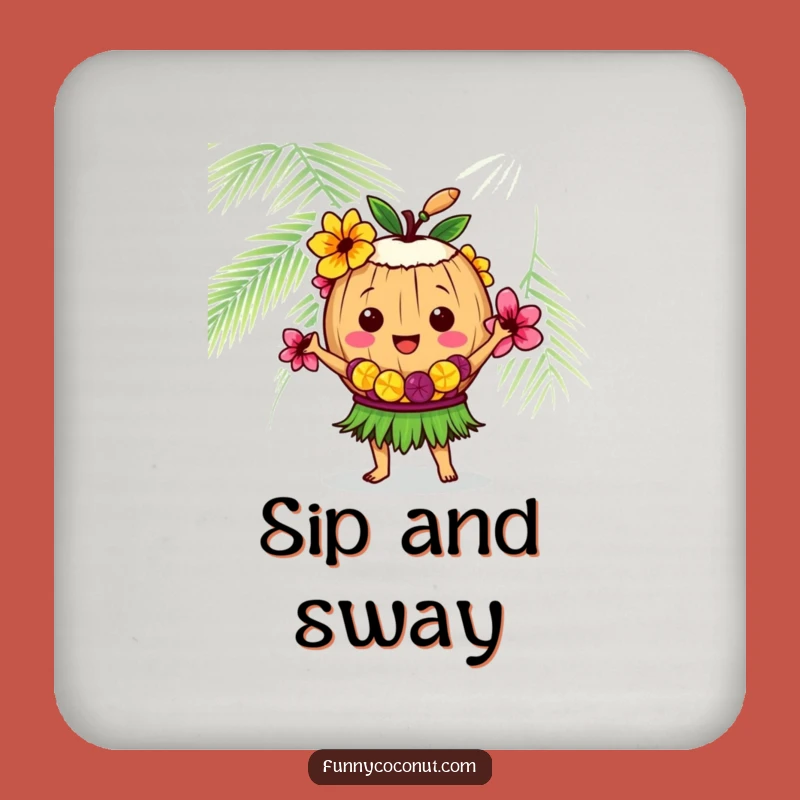 Funny Coconut Hula Dancer Coaster: Protect Surfaces with Tropical Fun Gift
