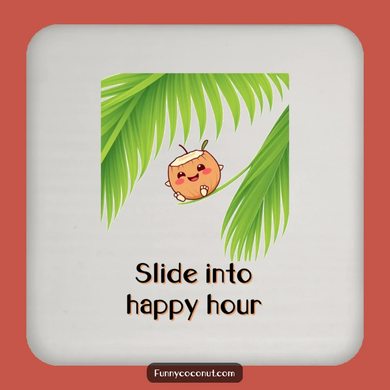 Funny Coconut Palm Frond Slide Coaster: Happy Drink Protector