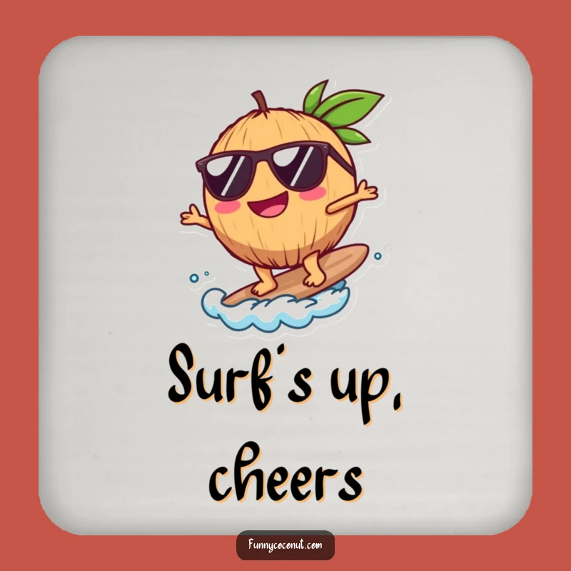 Funny Coconut Surfer Drink Coaster: Protect Surfaces with Tropical Flair