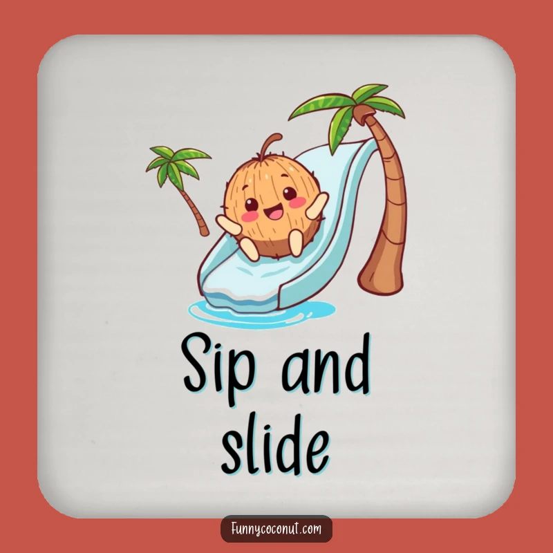 Funny Coconut Waterslide Coasters: Serve Drinks with Summer Fun