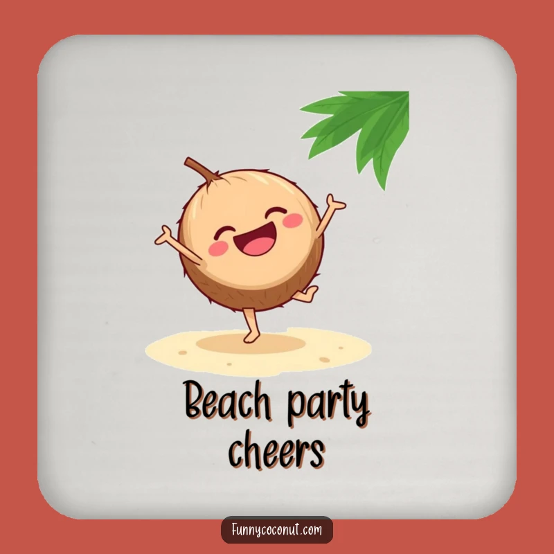 Funny Drink Coaster: Laughing Coconut Cartwheel - Hilarious Beach Table Protector