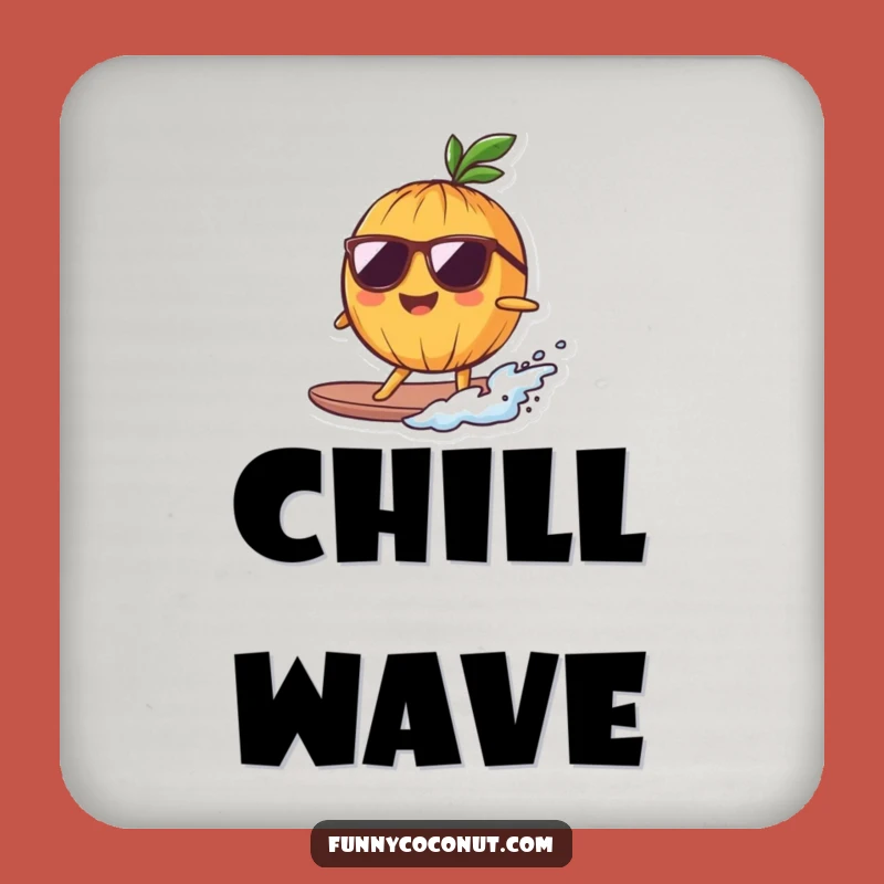 Funny Surfing Coconut Coaster: Protect Surfaces with Cool Vibes