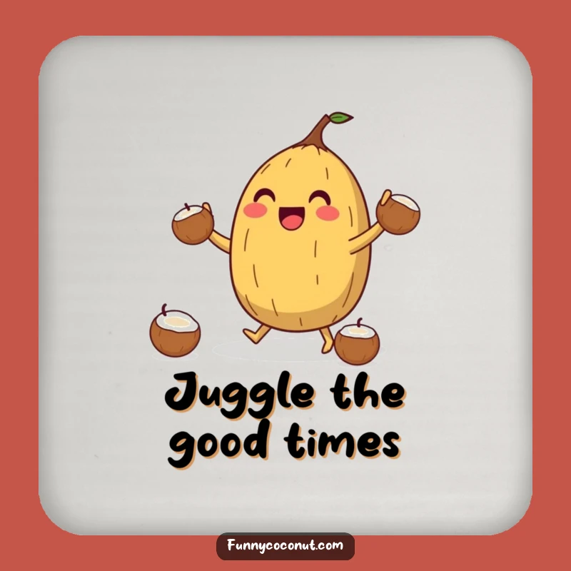 Funny Coconut Juggler Coaster: Jubilant Balance, Fun Protection, Hilarious Gift!