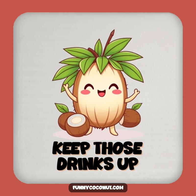 Funny Juggling Coconut Coaster: Hilarious Tropical Drink Decor Gift