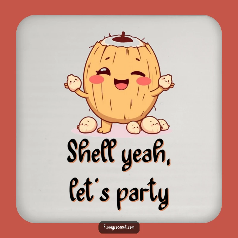 Funny Coconut Juggling Seashells Drink Coaster: Protect Surfaces with Playful Beach Humor Gift