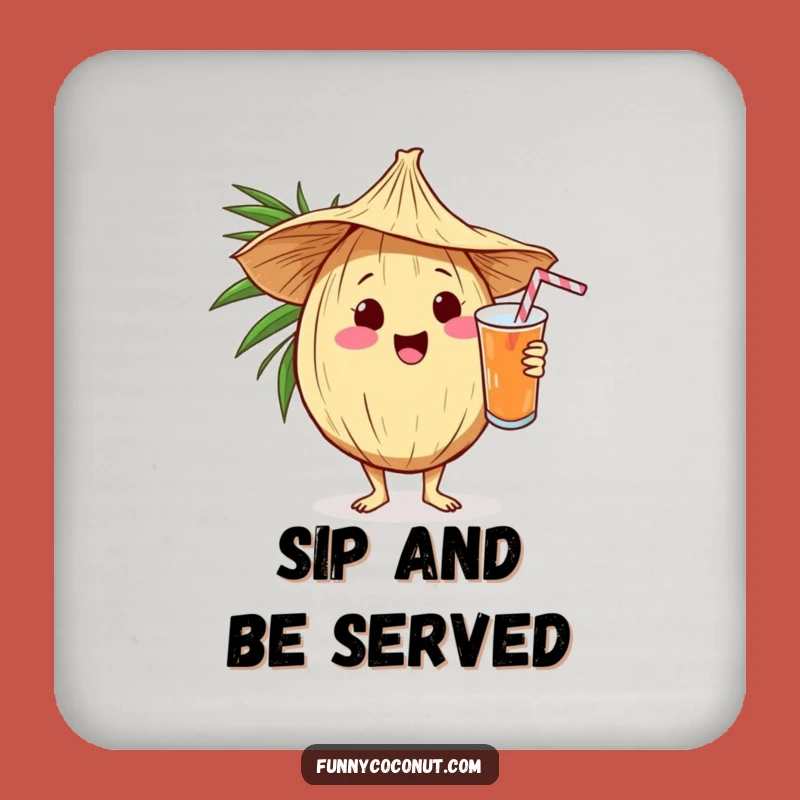Funny Kawaii Coconut Serving Drink Coaster - Tropical Table Protection Gift