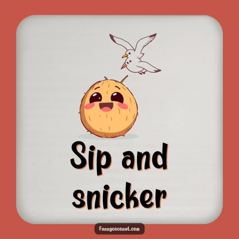 Funny Coconut Drink Coaster: Hilarious Seagull Watcher for Your Table