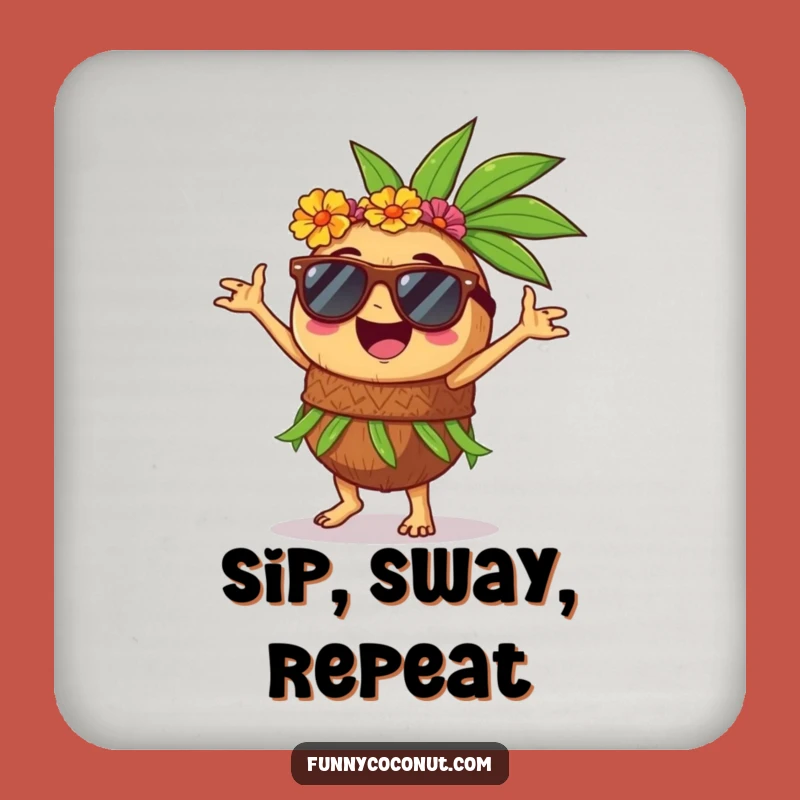 Funny Coconut Hula Dancer Drink Coaster: Protect Surfaces with Tropical Fun Gift