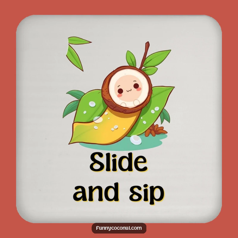 Funny Coconut Slide Coaster - Leafy Adventure Drink Protector