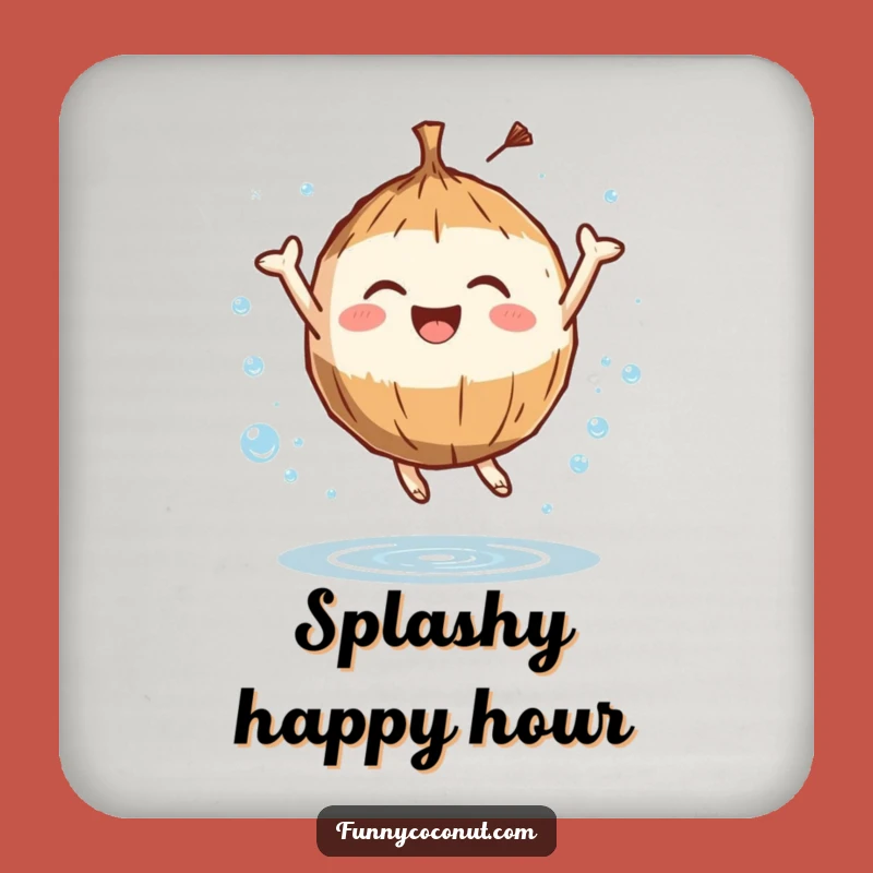 Funny Joyful Coconut Coaster: Protect Surfaces with Refreshing Humor