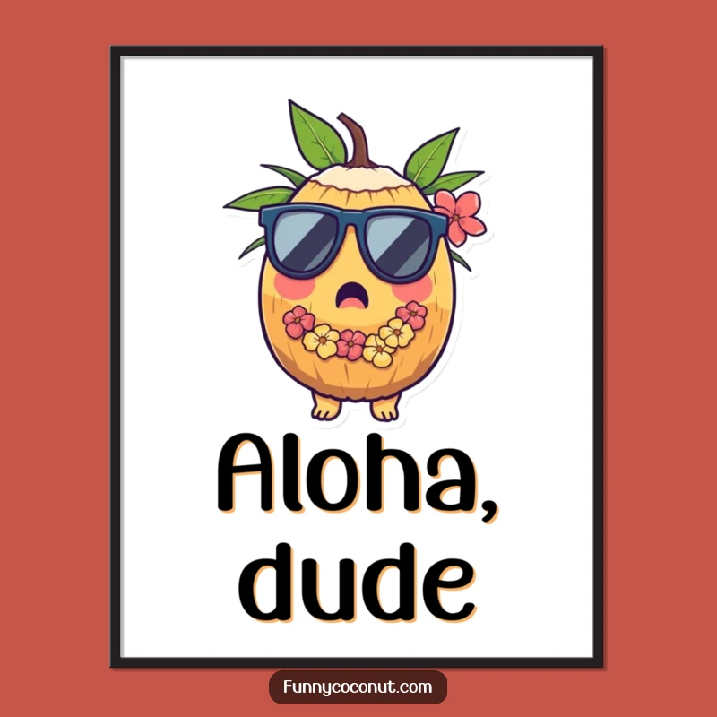 Funny Surprised Coconut Poster: Bring Tropical Vibes Home Funny Gift