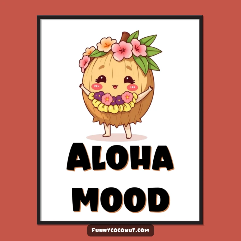 Funny Hula Coconut Art Poster - Tropical Dance Wall Decor