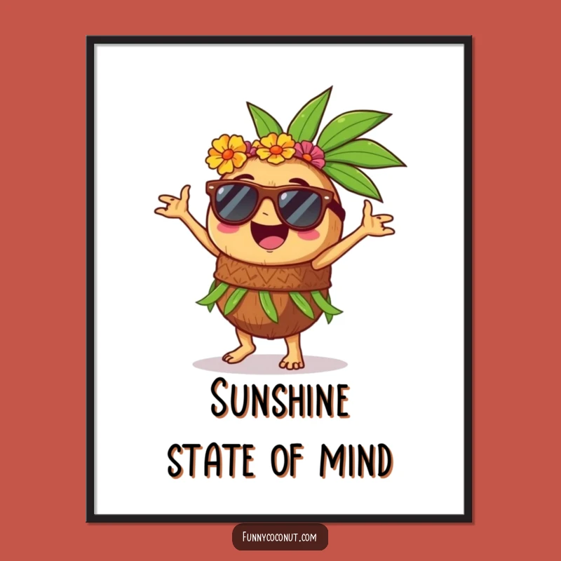Funny Coconut Hula Dancer Poster: Bring Tropical Joy and Laughter Home Gift