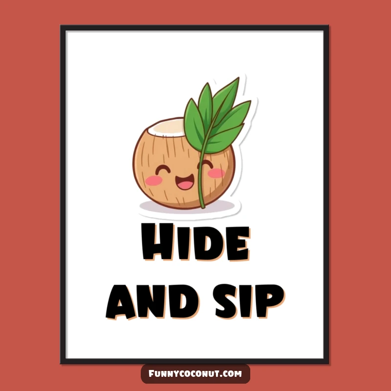 Funny Coconut Poster: Laughing Tropical Character Art Print Gift