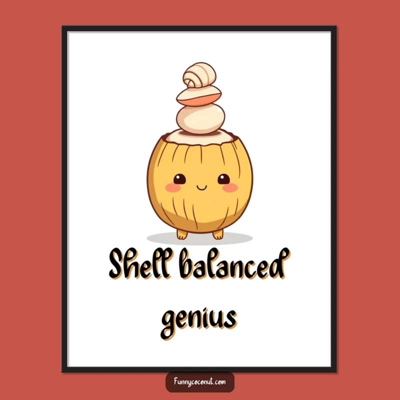 Funny Coconut Seashells Poster: Tropical Wall Art with Whimsical Humor