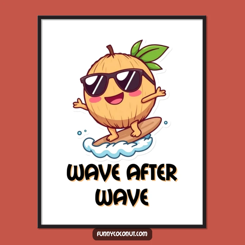 Funny Coconut Surfer Poster: Bring Tropical Vibes to Your Walls