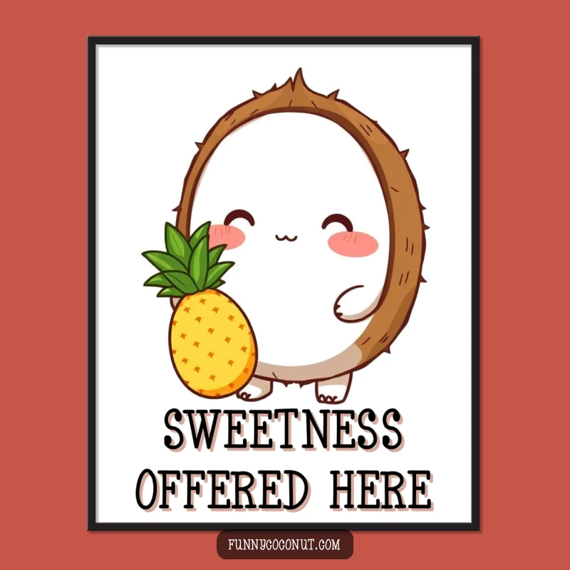 Funny Coconut Pineapple Poster: Sweet Wall Art, Heartwarming Humor Gift
