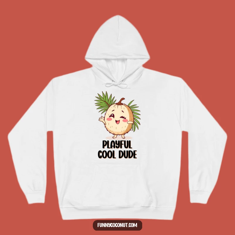 Funny Coconut Pose Hoodie: Cozy Winking Character, Ideal Humorous Gift