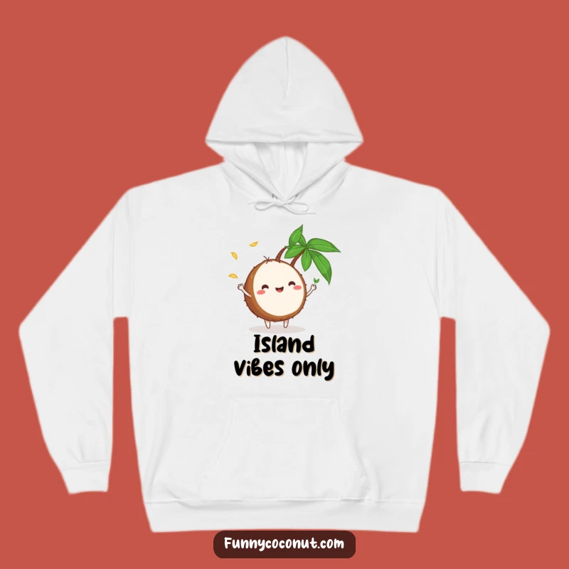 Cozy Funny Coconut Juggling Leaves Hoodie: Warm Tropical Vibes and Laughs Gift
