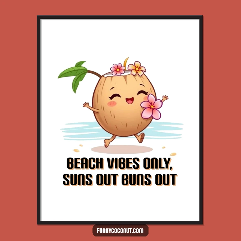 Free Printable Wall Art: Winking Coconut Flower Lei Funny Downloadable Art & Gift