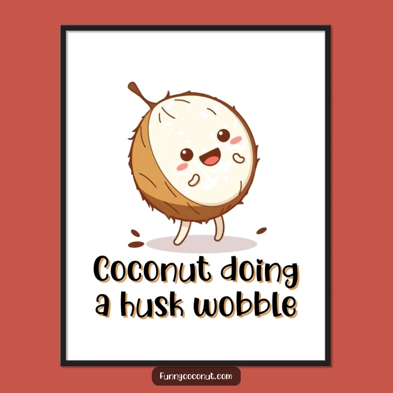 Free Printable Wall Art: Wobbling Coconut Cartwheel Art Funny Downloadable Gift