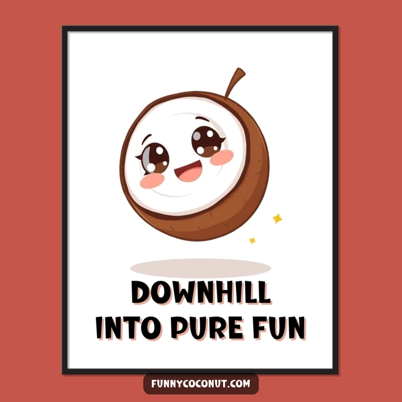 Free Printable Wall Art: Giggling Coconut Rolling - Funny Downloadable Art for Room Decor
