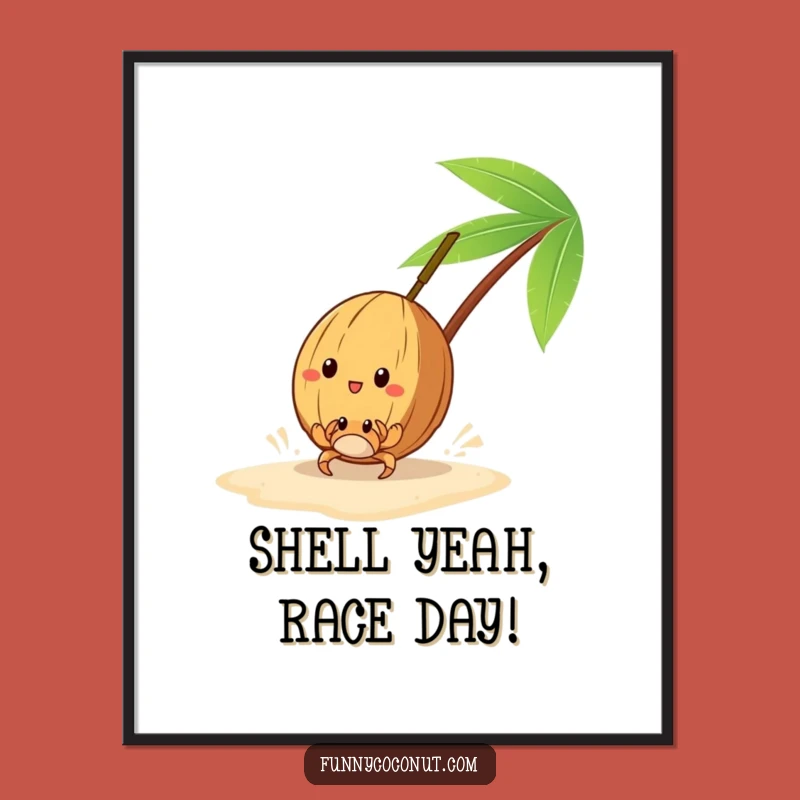 Free Printable Coconut Race Wall Art: Funny Beach Downloadable Art
