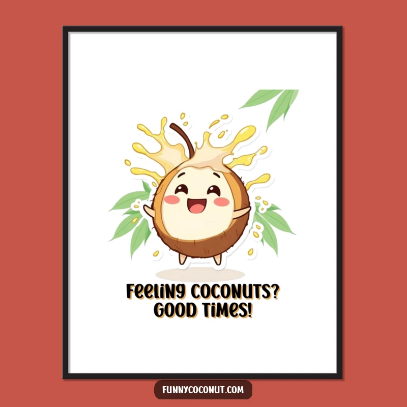 Free Printable Funny Coconut Wall Art: Refreshing Juice Burst Tropical Decor, Downloadable Art for Home