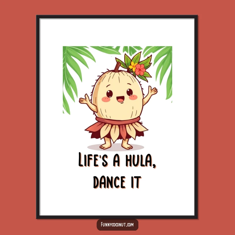 Free Printable Wall Art: Hula Coconut Dancing for Hilarious Tropical Decor!