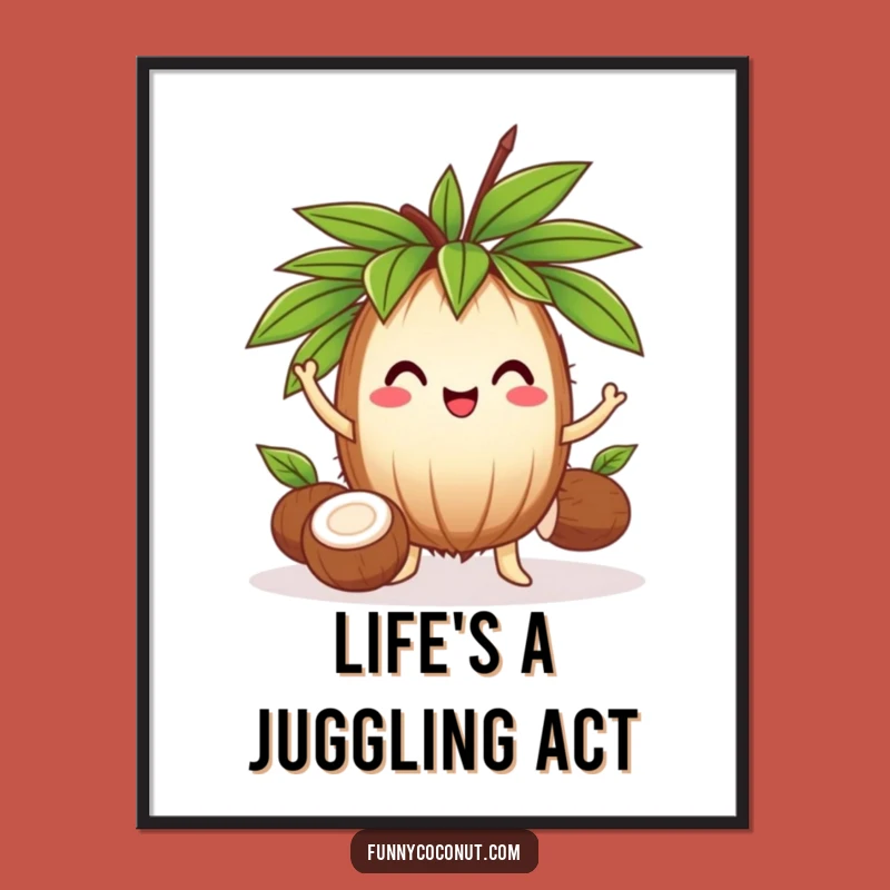 Free Printable Wall Art: Juggling Coconut's Flair, Hilarious Downloadable Tropical Decor