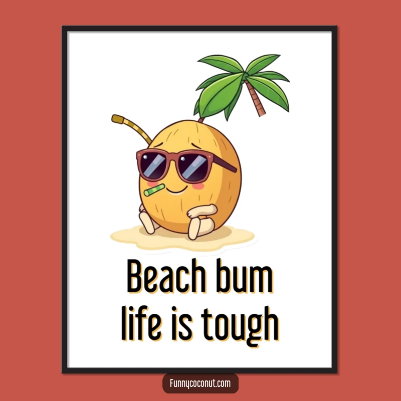 Free Printable Wall Art: Lounging Coconut - Funny Downloadable Art for Room Decor