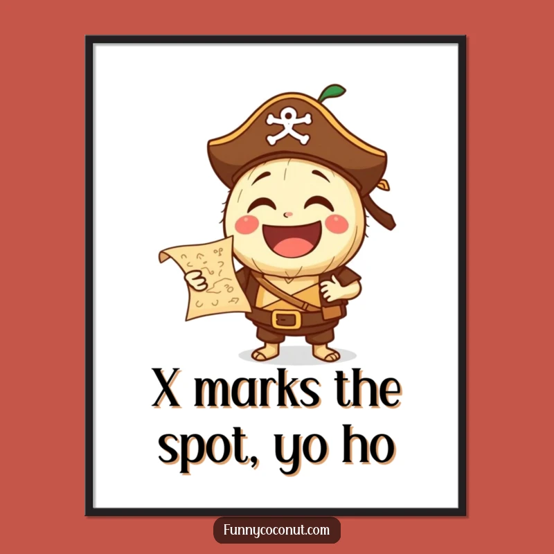 Free Printable Wall Art: Pirate Coconut Seeking Treasure for Hilarious Decor!
