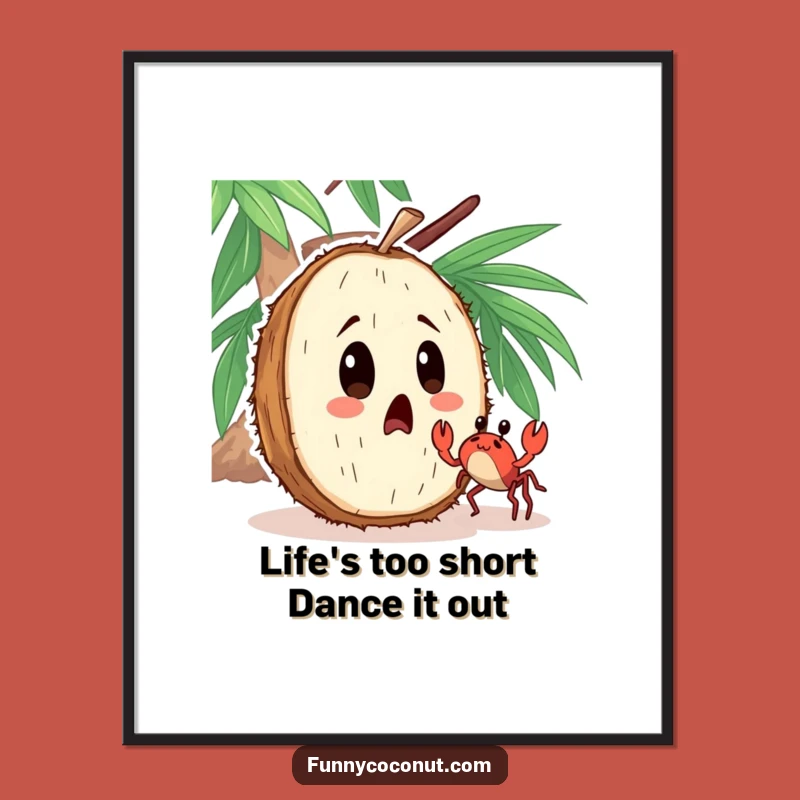 Free Printable Wall Art: Surprised Coconut Crab Dance Decor for a Quirky Scene