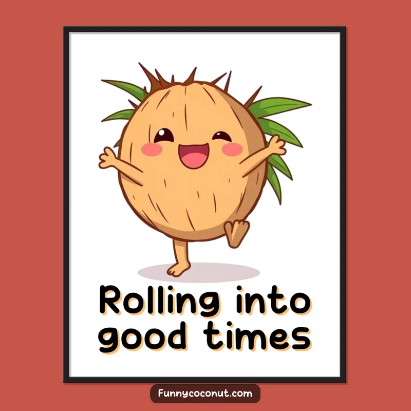 Funny Free Printable Wall Art: Coconut Cartwheel Tropical Vibe Downloadable!