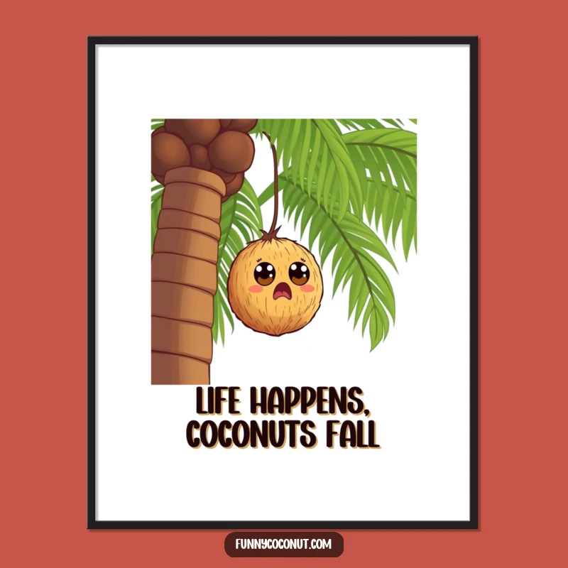 Free Printable Wall Art: Falling Coconut Surprise, Hilarious Downloadable Whimsical Decor