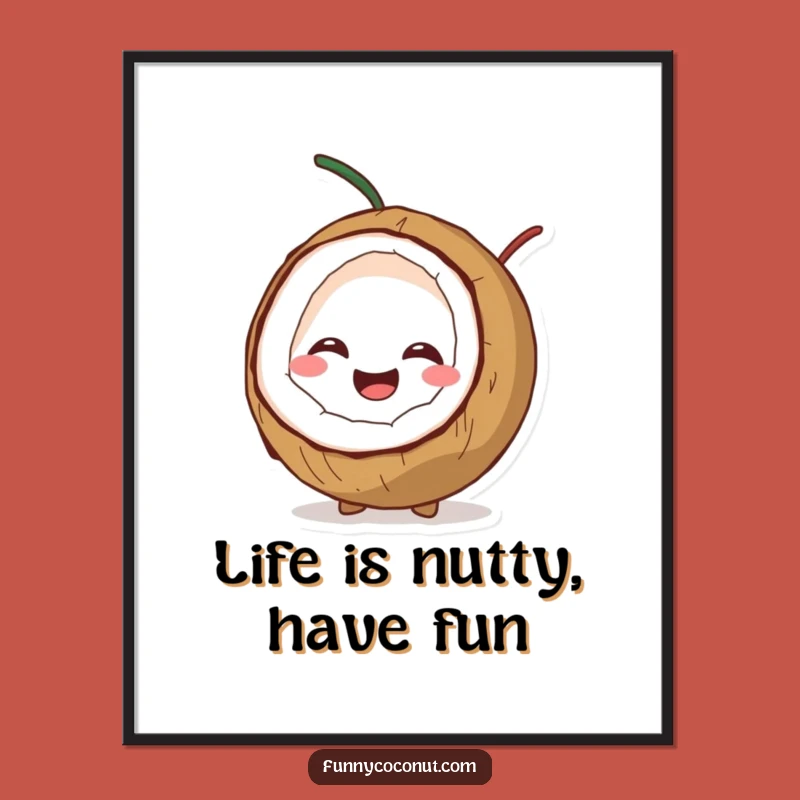 Free Printable Giggling Coconut Wall Art: Splitting Fun, Funny Downloadable Decor