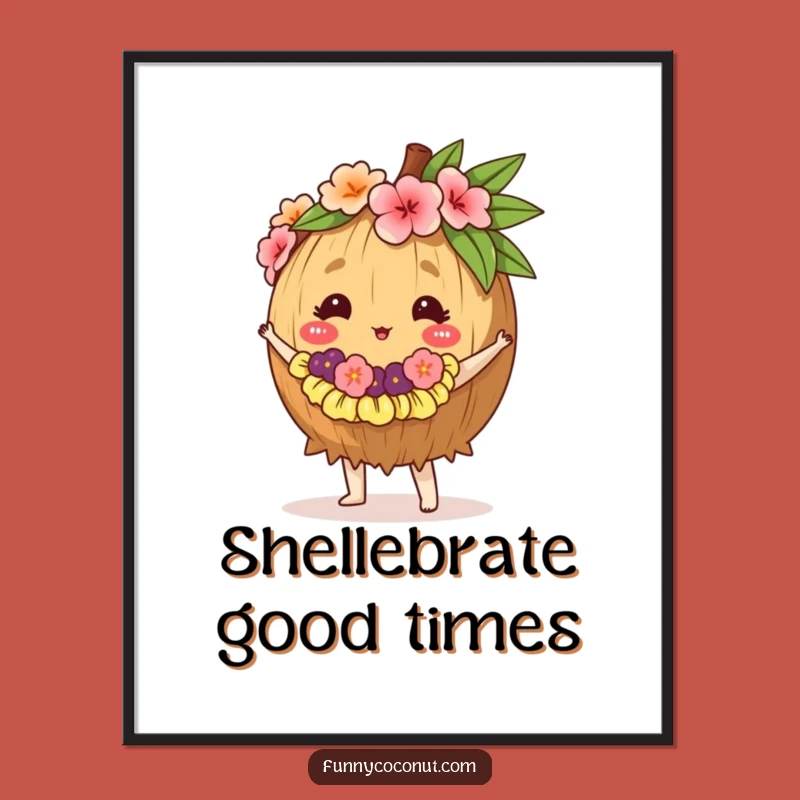 Printable Wall Art: Free Hula Coconut, Tropical Downloadable Decor