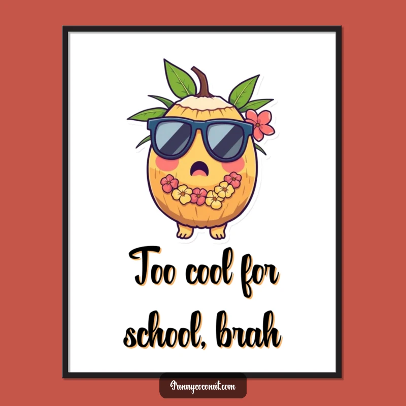 Free Printable Surprised Coconut Wall Art: Tropical Cool, Funny Downloadable Decor