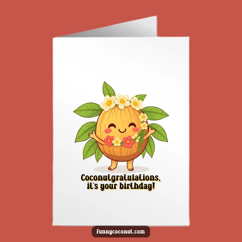 Free Printable Birthday Card: Dancing Coconut Lei Fun, Downloadable Joy!