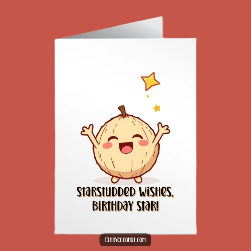 Free Printable Birthday Card: Delighted Coconut Catches Star, Funny Downloadable Gift!